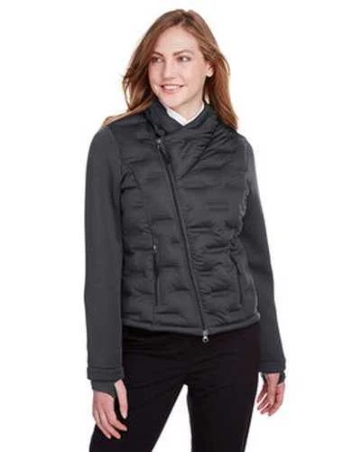 North End NE710W Ladies' Loft Pioneer Hybrid Bomber Jacket - Carbon Black H Black