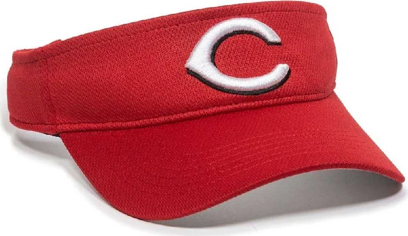 Bold Printed Fashion Hat-OC Sports MLB-185 Traditional Visor - Cincinnati Reds Red