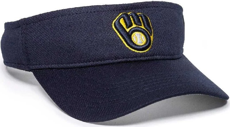 Cute Embroidered Bucket Hat-OC Sports MLB-185 Traditional Visor - Milwaukee Brewers