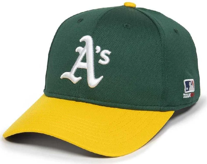 Sleek Waterproof Baseball Hat-OC Sports MLB-350 MLB Polyester Baseball Adjustable Cap - Oakland Athletics Home