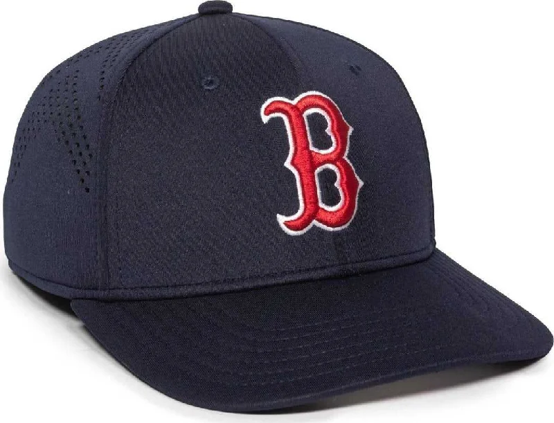 Mesh Back Adjustable Hat-OC Sports MLB-600 Perforated Stretchfit Baseball Cap - Boston Red Sox