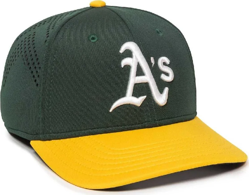 Cozy Fluffy Winter Hat-OC Sports MLB-600 Perforated Stretchfit Baseball Cap - Oakland Athletics