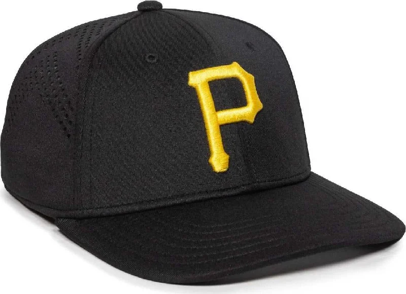 Travel-Ready Sun Protection Hat-OC Sports MLB-600 Perforated Stretchfit Baseball Cap - Pittsburgh Pirates