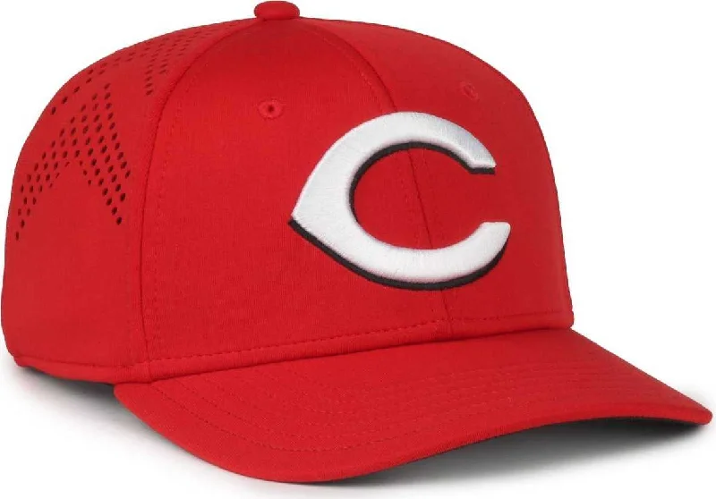 Custom Monogram Hat-OC Sports MLB-650 Performance Snapback Baseball Cap - Cincinnati Reds Red