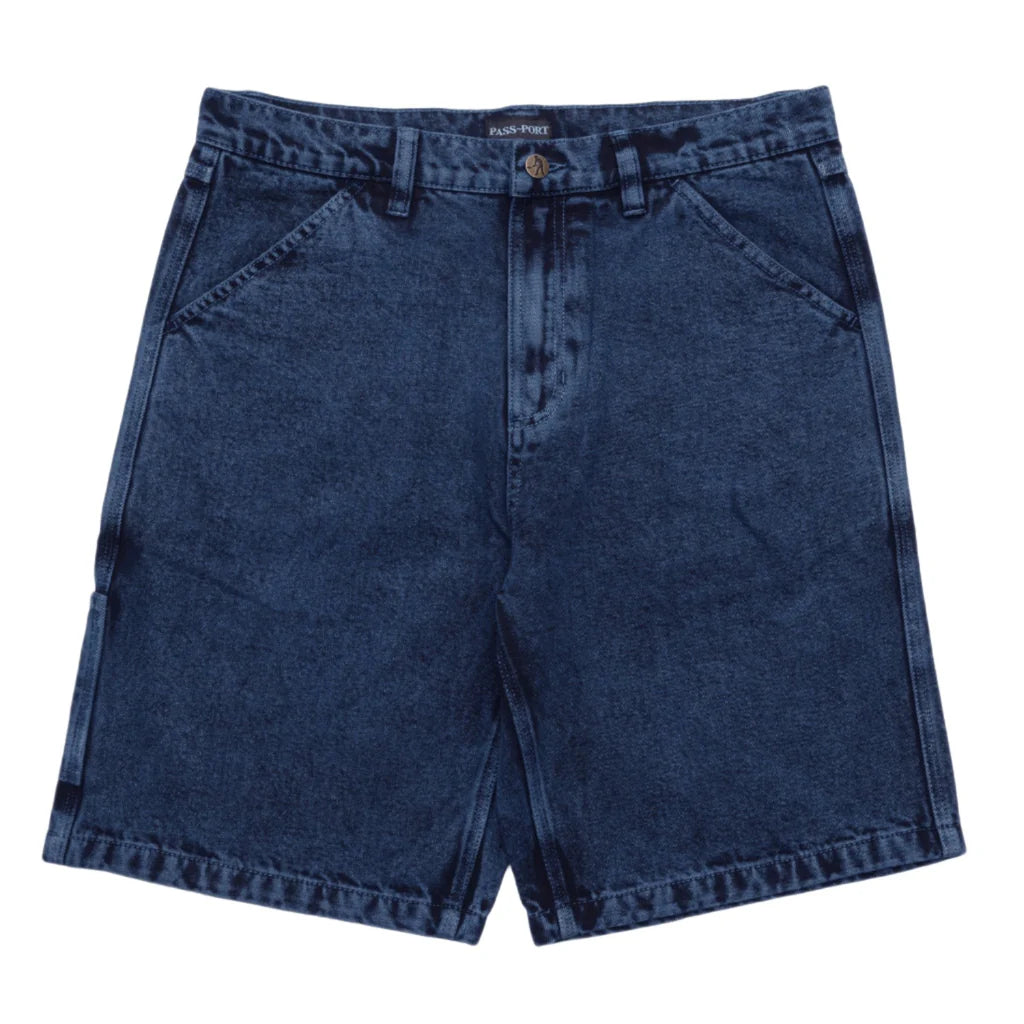 Shorts With Oversized Pockets-Pass~Port Workers Club Denim Shorts - Over Dye Navy