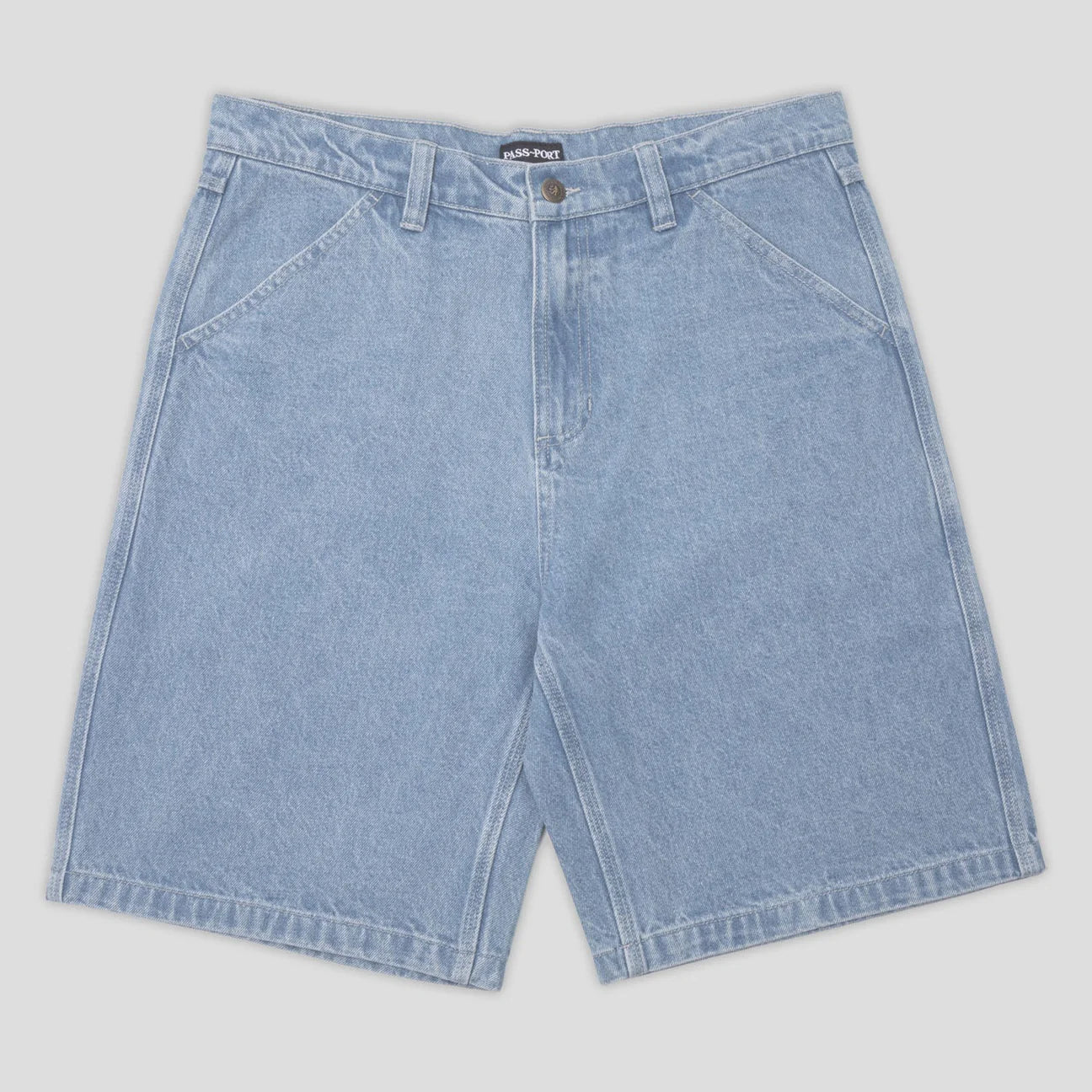 Shorts With Bohemian Flair-Pass~Port Workers Club Denim Shorts - Washed Light Indigo