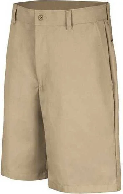 Shorts With Planet Prints-Red Kap PC26EXT Cotton Casual Plain Front Shorts - Extended Sizes - Khaki