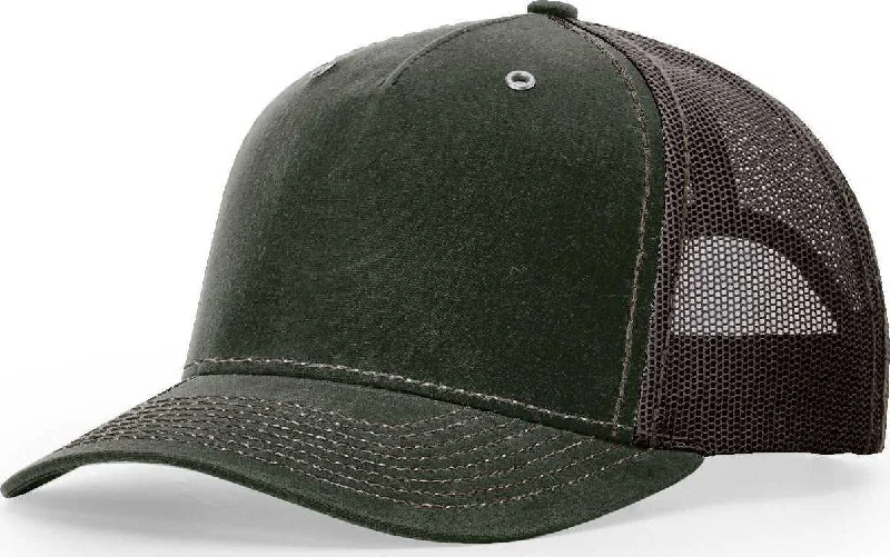 Protective Winter Cap Hat-Richardson 112WH Hawthorne Trucker Cap - Dark Olive Coffee