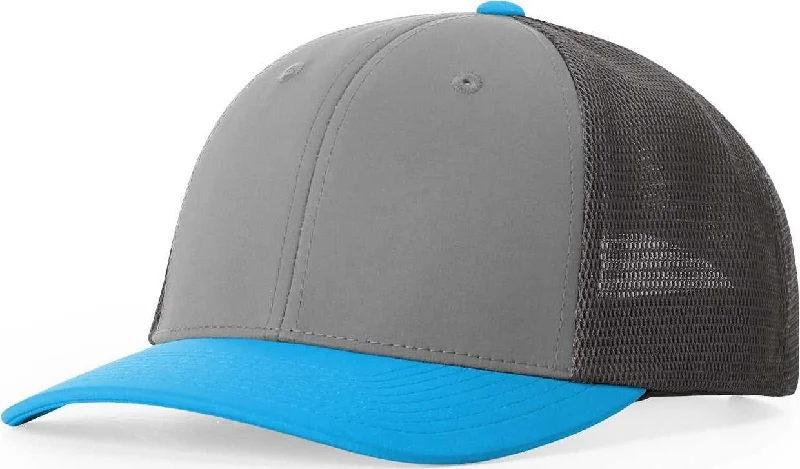 Lightweight Cycling Hat-Richardson 173 Hood River Performance Trucker Caps - Cement Gray Dark Charcoal Pool Blue