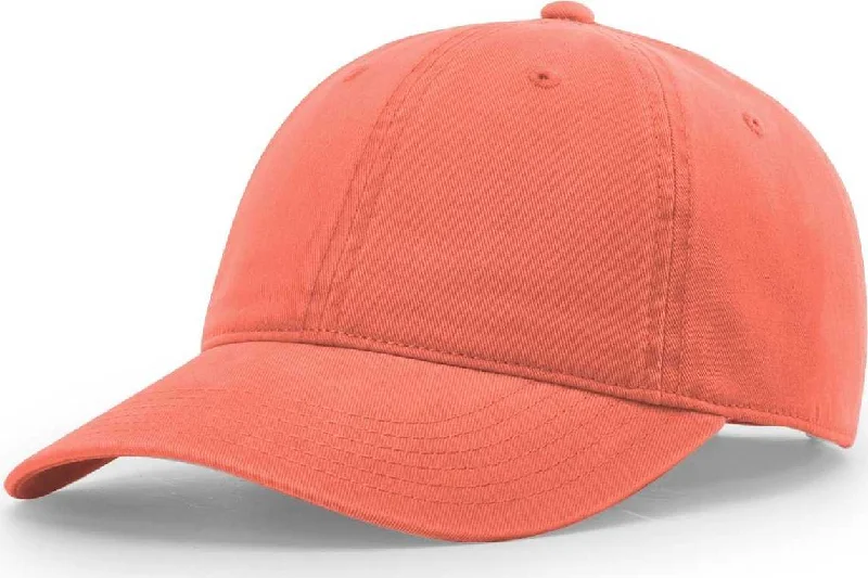 Faux Leather Baseball Hat-Richardson 326 Brushed Canvas Dad Caps - Coral