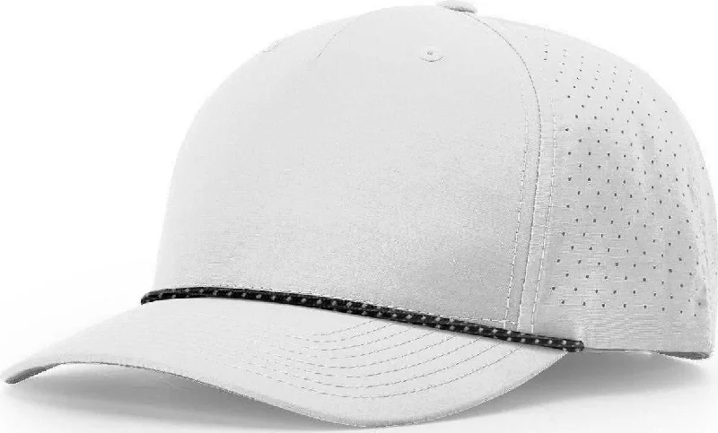 Vintage-Inspired Newsboy Hat-Richardson 355 Laser Perf Performance Rope Cap - Silver Black Silver