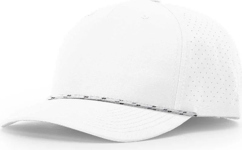 Minimalist Solid Color Hat-Richardson 355 Laser Perf Performance Rope Cap - White White Black