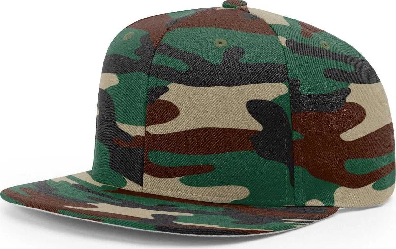 Classic Driving Hat-Richardson 510 Wool Flatbill Snapback Caps- Green Camo