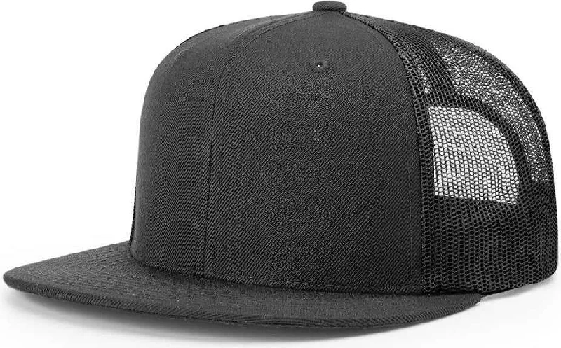 Reflective Running Safety Hat-Richardson 511 Wool Blend Flat Bill Trucker Caps- Black Black