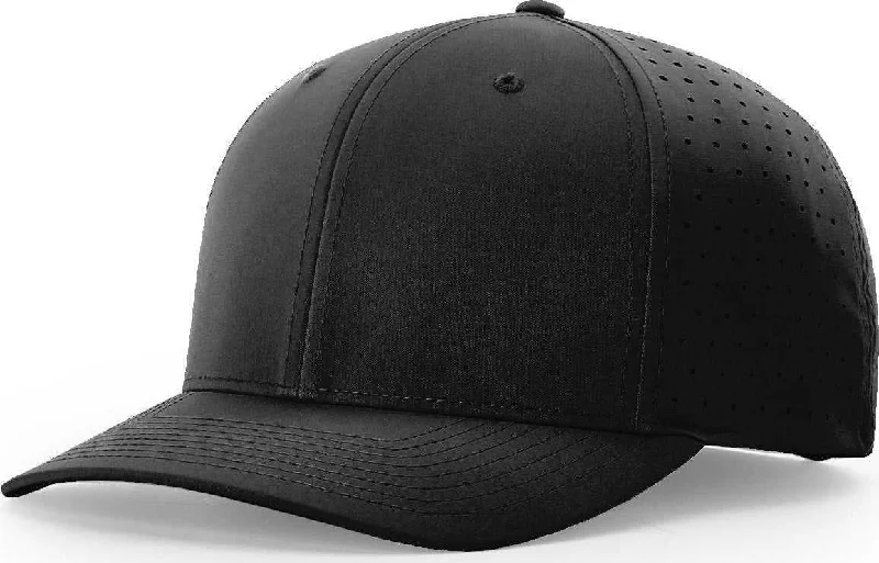 Handcrafted Wool Hat-Richardson 632 Laser Perf R-Flex Adjustable Cap - Black