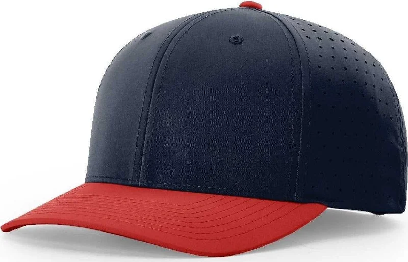 Winter Sports Snow Hat-Richardson 632 Laser Perf R-Flex Adjustable Cap - Navy Red