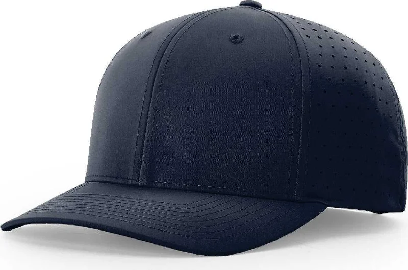 Ultra-Lightweight Running Hat-Richardson 632 Laser Perf R-Flex Adjustable Cap - Navy