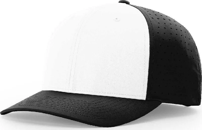 Versatile Outdoor Hat-Richardson 632 Laser Perf R-Flex Adjustable Cap - White Black