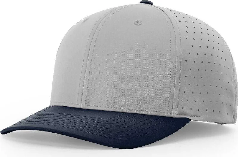 Sporty Adjustable Baseball Hat-Richardson 632 Laser Perf R-Flex Adjustable Caps - Gray Navy