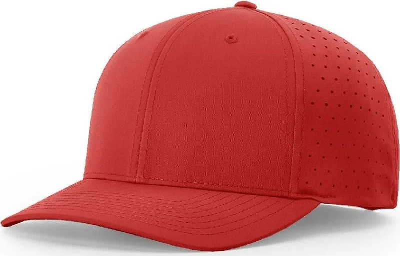 Stylish Adjustable Bucket Hat-Richardson 632 Laser Perf R-Flex Adjustable Caps - Red