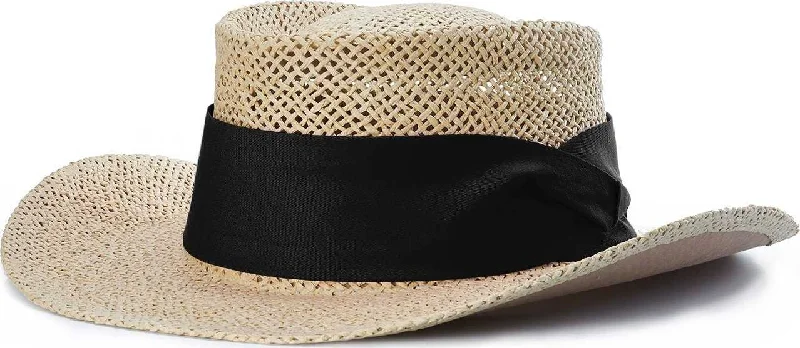 Faux Suede Rancher Hat-Richardson 824 Classic Gambler Straw Hat - Black