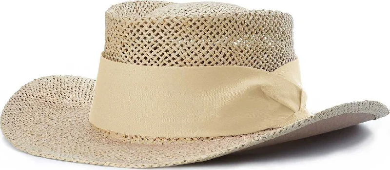 Floral Print Summer Hat-Richardson 824 Classic Gambler Straw Hat - Khaki