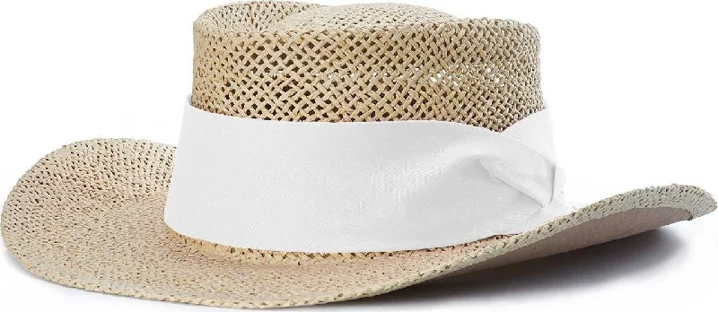 Patchwork Fashion Hat-Richardson 824 Classic Gambler Straw Hat - White