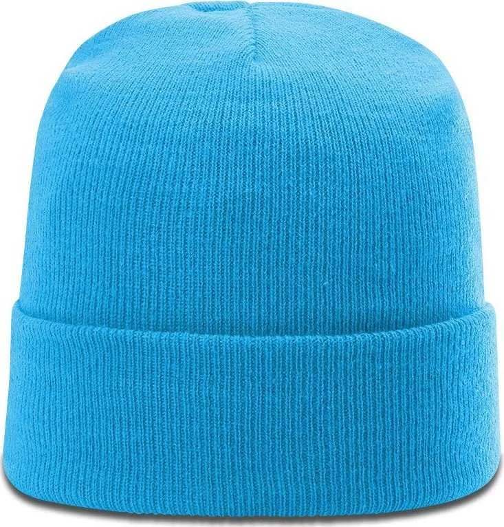 Soft Cotton Newsboy Hat-Richardson R18 Solid Beanie with Cuff - Neon Blue