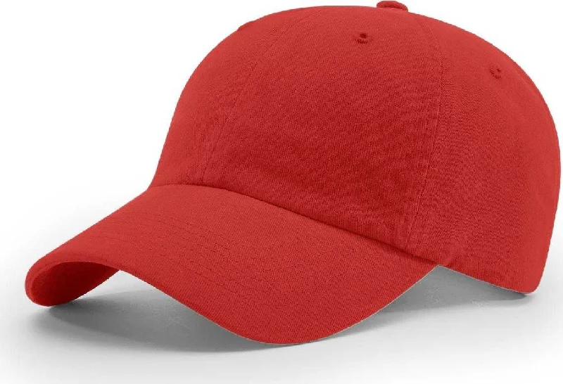 Stylish Golf Hat-Richardson R55 Garment Washed Twill Caps- Red