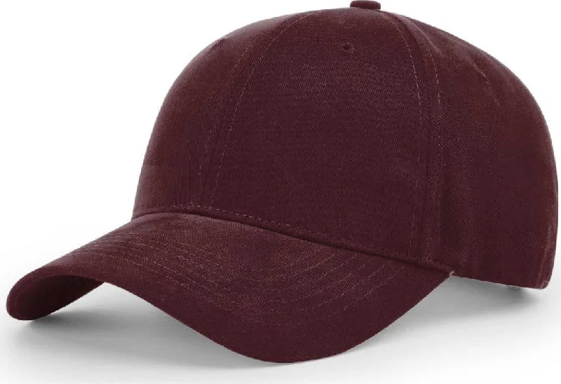 Premium Leather Cap Hat-Richardson R75S Casual Twill Snapback Cap - Maroon