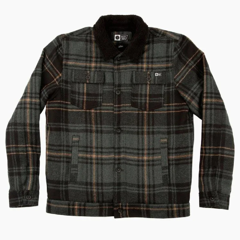 Salty Crew Bait Barge Plaid Jacket - Green