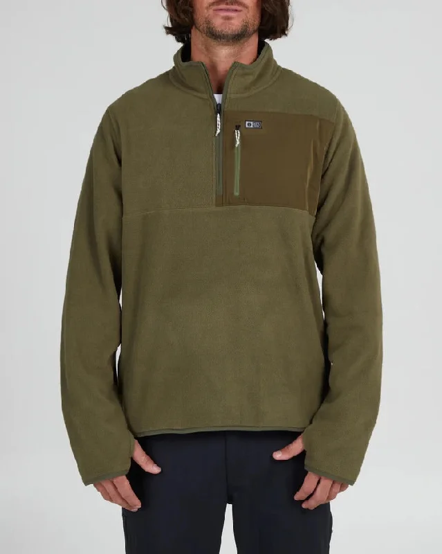 Salty Crew Ebbtide Olive 1/2 Zip Polar Fleece Jacket