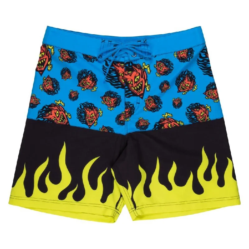 Shorts With Mic Prints-Santa Cruz Board Shorts Delfino Devil Mask - Blue