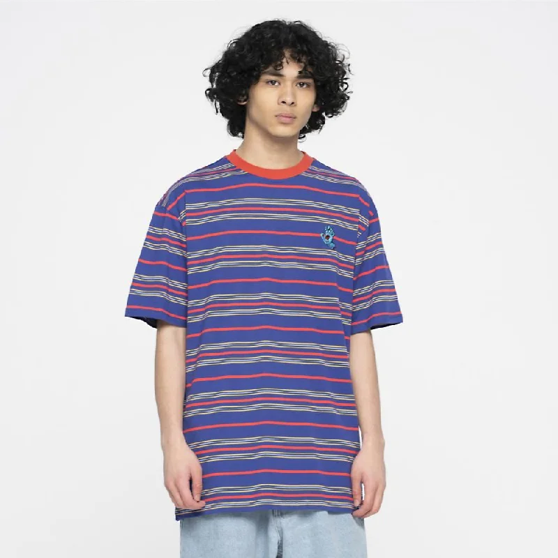 T-Shirt With Oversized Fit-Santa Cruz Custom T-Shirt Mini Hand Stripe T-Shirt - Navy Blue Stripe