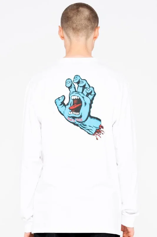 T-Shirt For Starry Nights-Santa Cruz Longsleeve T-Shirt Screaming Hand Chest L/S Tee - White