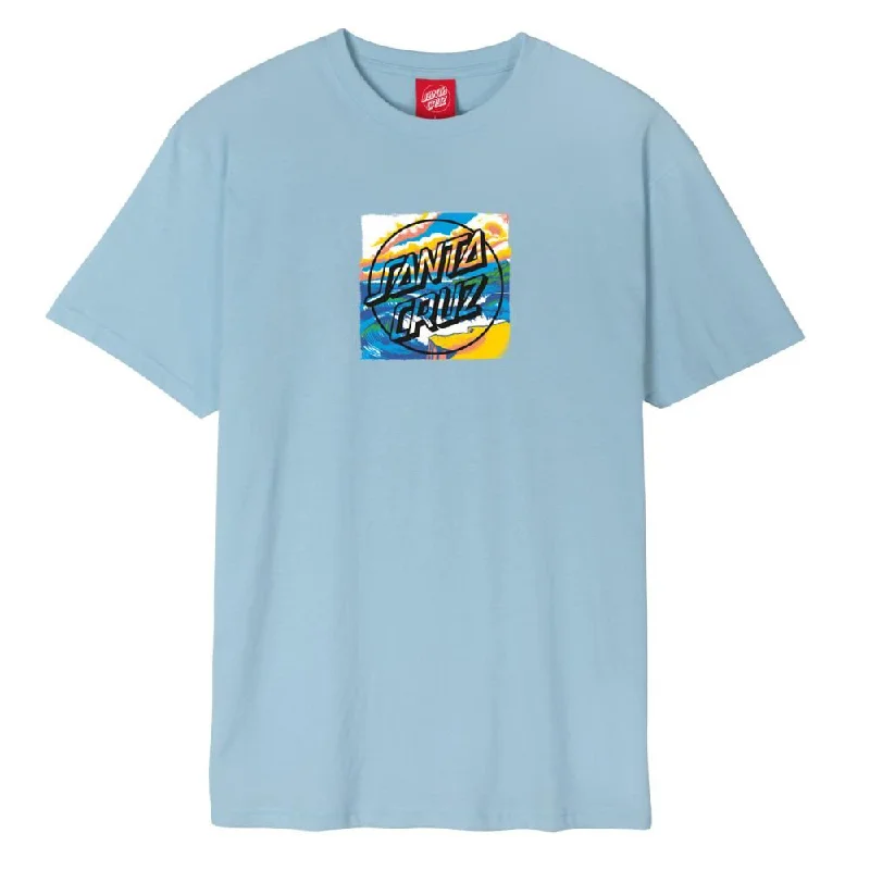 T-Shirt With Neon Prints-Santa Cruz T-Shirt Water View Front - Sky Blue