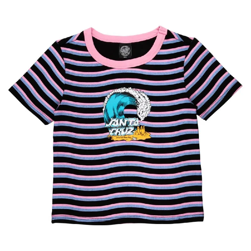 T-Shirt For Chill Vibes-Santa Cruz Womens Custom Tee Onshore Front - Black Wave Stripe