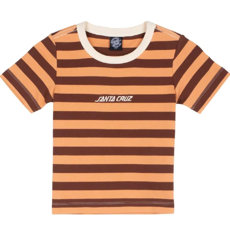 T-Shirt With Album Art-Santa Cruz Womens Custom Top Strip Logo Emb T-Shirt - Sepia Stripe