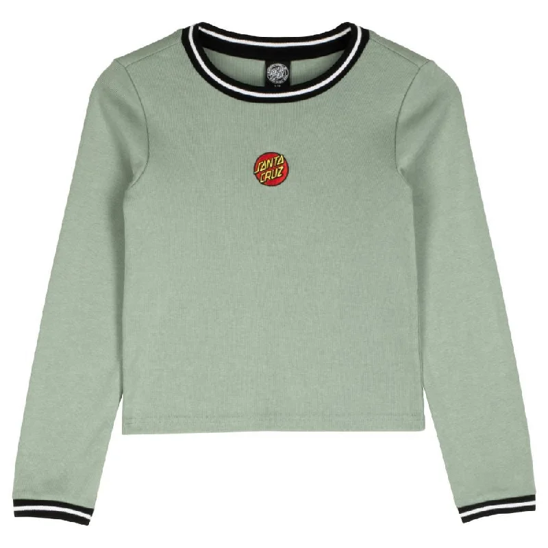 T-Shirt For Hockey Enthusiasts-Santa Cruz Womens L/S T-Shirt Classic Dot Emb Ringer L/S - Alpine Frost