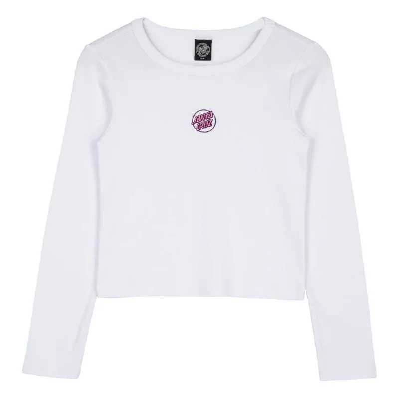 T-Shirt For Ethnic Pride-Santa Cruz Womens L/S T-Shirt Partial Dot Emb - White