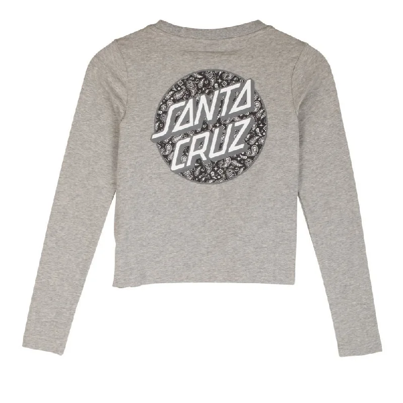 T-Shirt With Squad Names-Santa Cruz Womens L/S T-Shirt Screaming Paisley Dot T-Shirt - Heather Grey