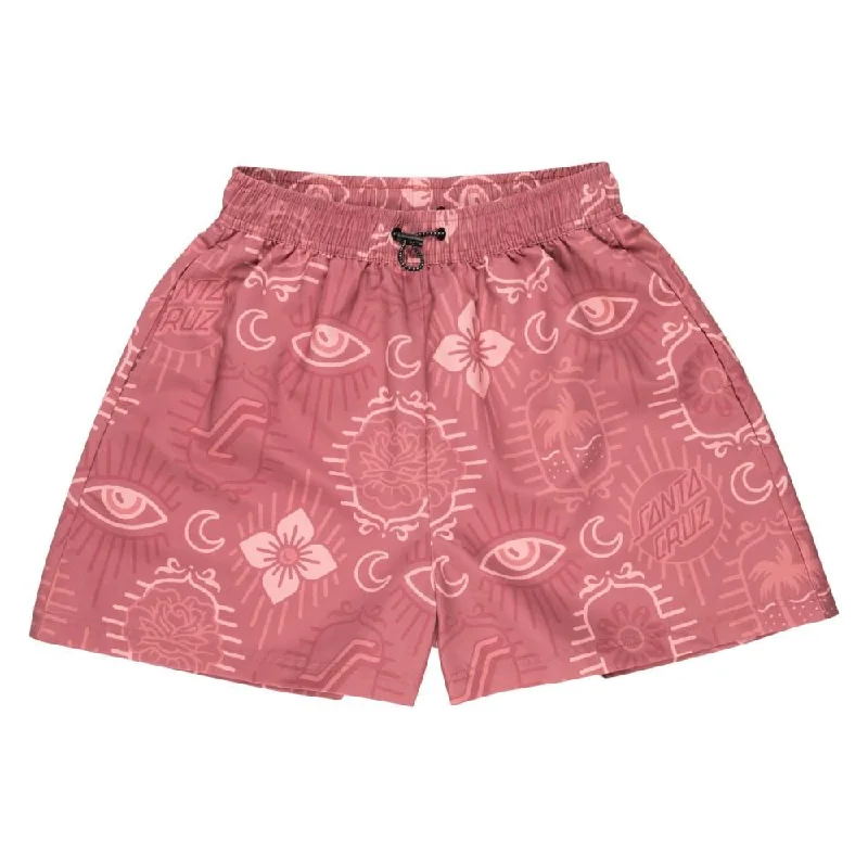 Shorts With Piano Keys-Santa Cruz Womens Swim Shorts Venice - Red Patchwork