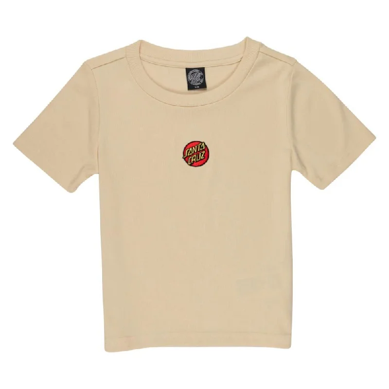 T-Shirt For Backstage Fun-Santa Cruz Womens T-Shirt Classic Dot Emb T-Shirt - Beige