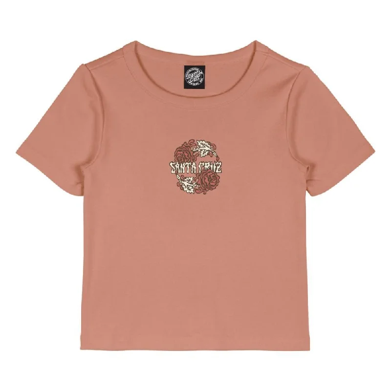 T-Shirt For Rare Prints-Santa Cruz Womens T-Shirt Dressen Rose Crew Two Front - Clay