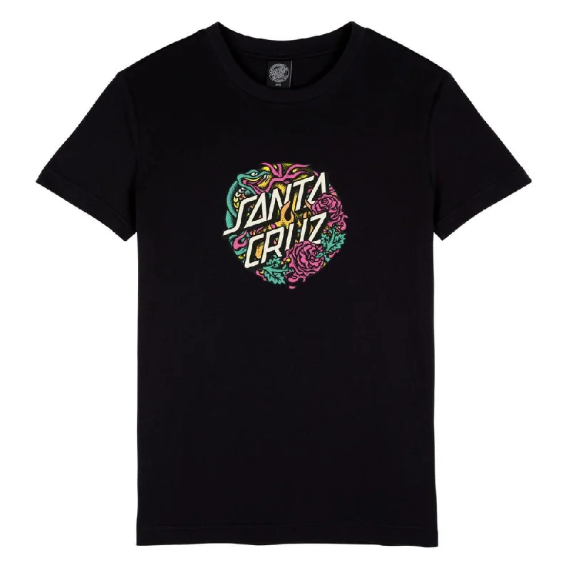 T-Shirt With DIY Patches-Santa Cruz Womens T-Shirt Dressen Snake Front - Black