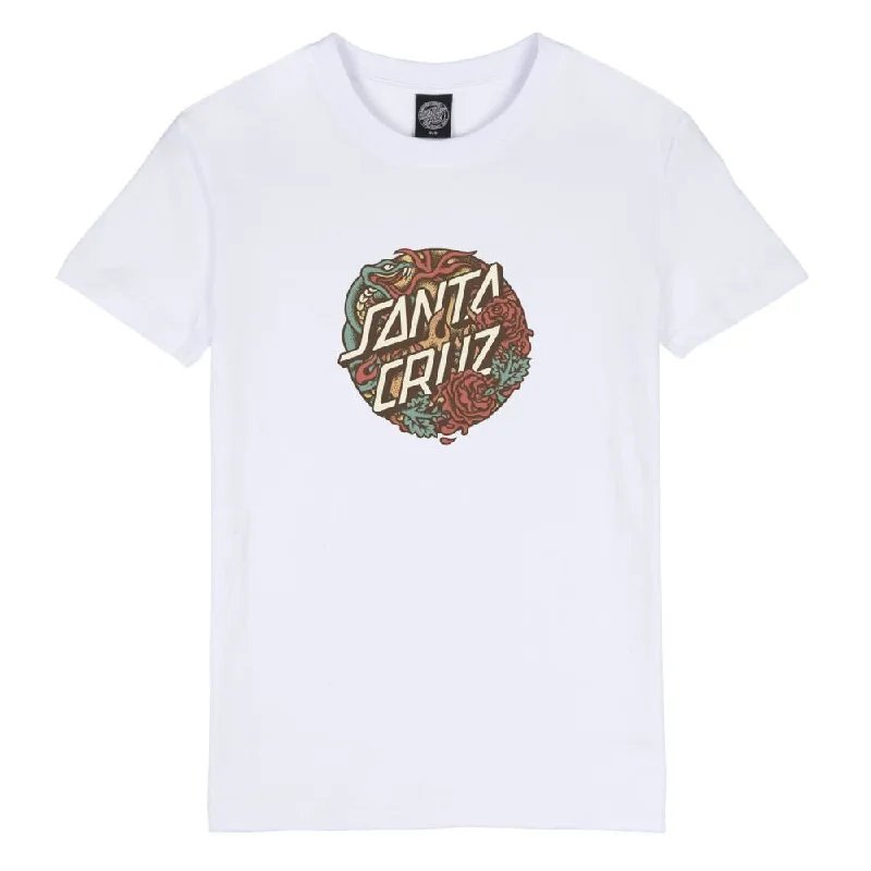 T-Shirt With Collector Tags-Santa Cruz Womens T-Shirt Dressen Snake Front - White