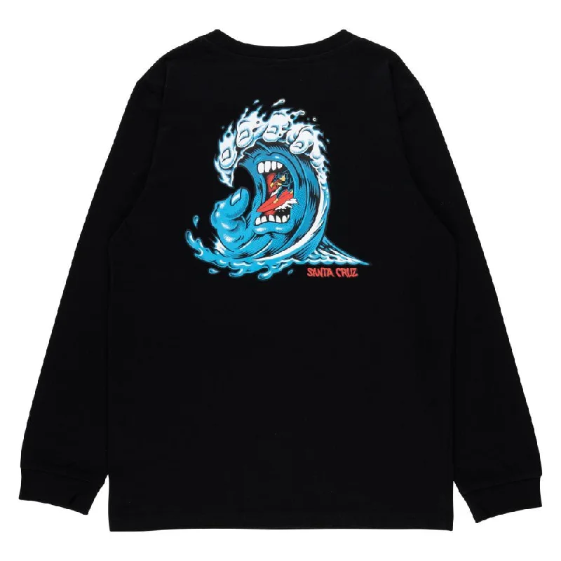 T-Shirt For Mountain Views-Santa Cruz Youth L/S T-Shirt Youth Screaming Wave - Black