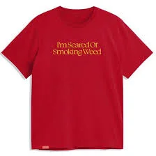 T-Shirt For Instagram Reels-Scared Weed Tee | Scarlet Red