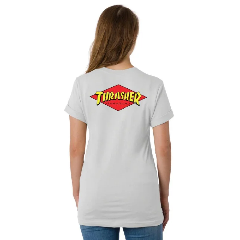 T-Shirt With Ski Slopes-SCR x Thrasher Womens T-Shirt Thrasher Diamond - Vintage White