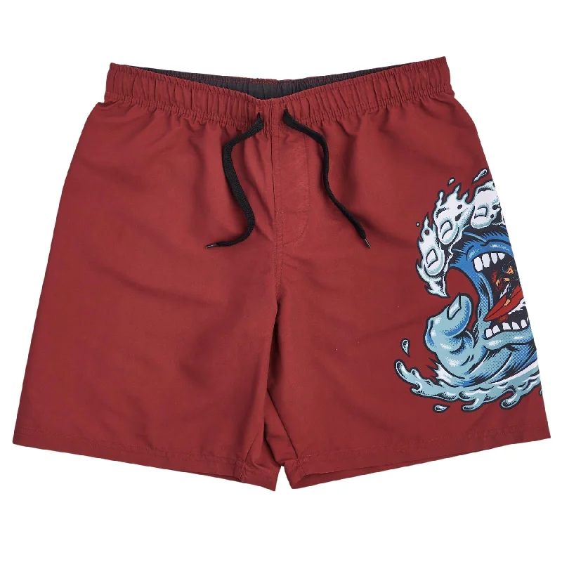 Shorts For Mountain Hikes-SANTA CRUZ SCREAMING WAVE MEN'S BURGANDY PULL ON BOARDSHORTS